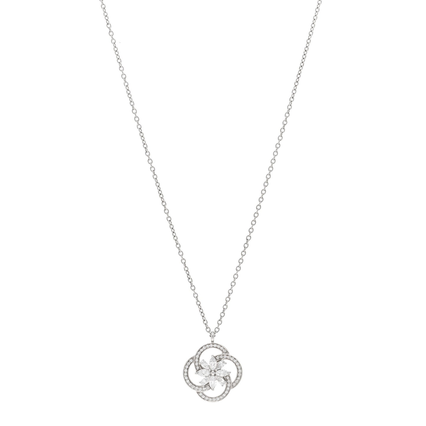 Platinum Diamond Small Victoria Cluster Pendant