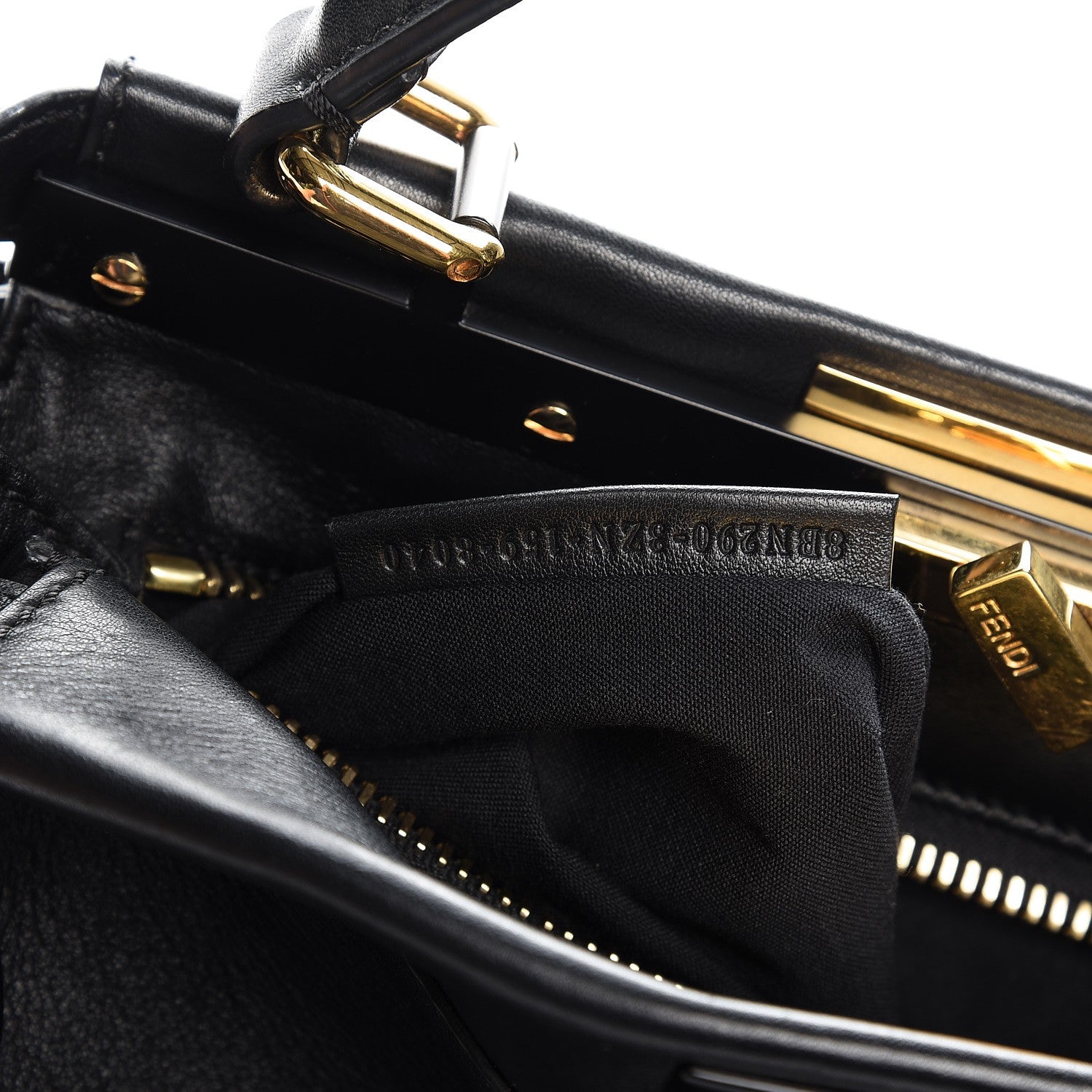 Fendi Vitello Seta Shiny Nappa Medium Peekaboo Iconic Satchel Black 7 of 7