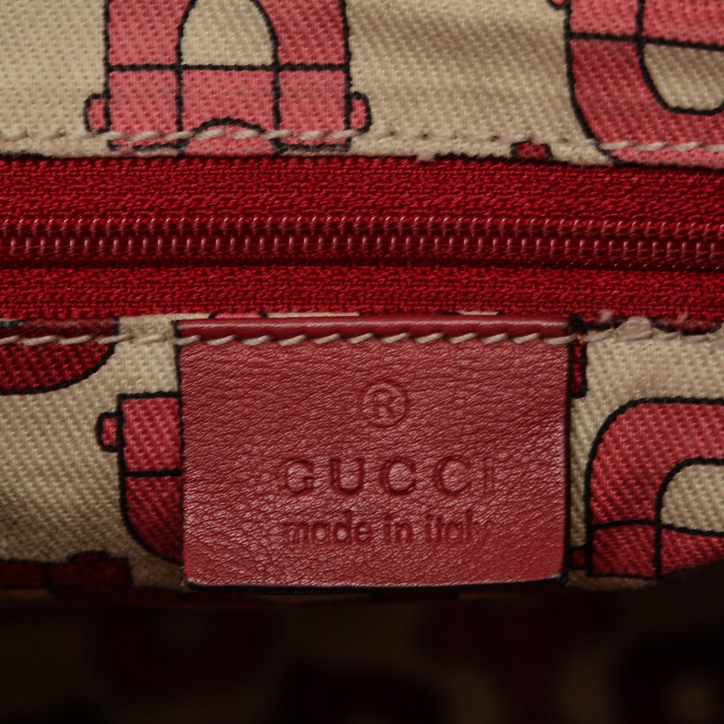 Guccissima Large D Gold Hobo Red