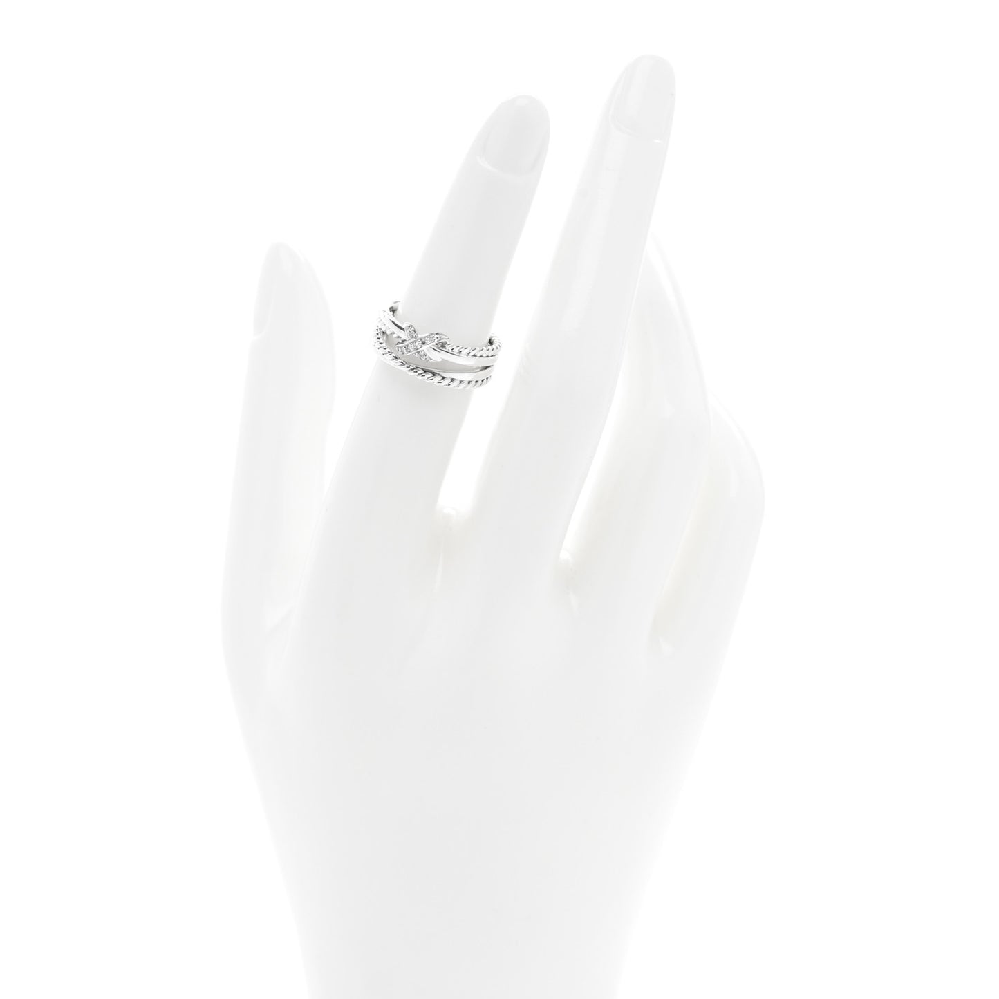 Sterling Silver Diamond X Crossover Ring 50 5.5