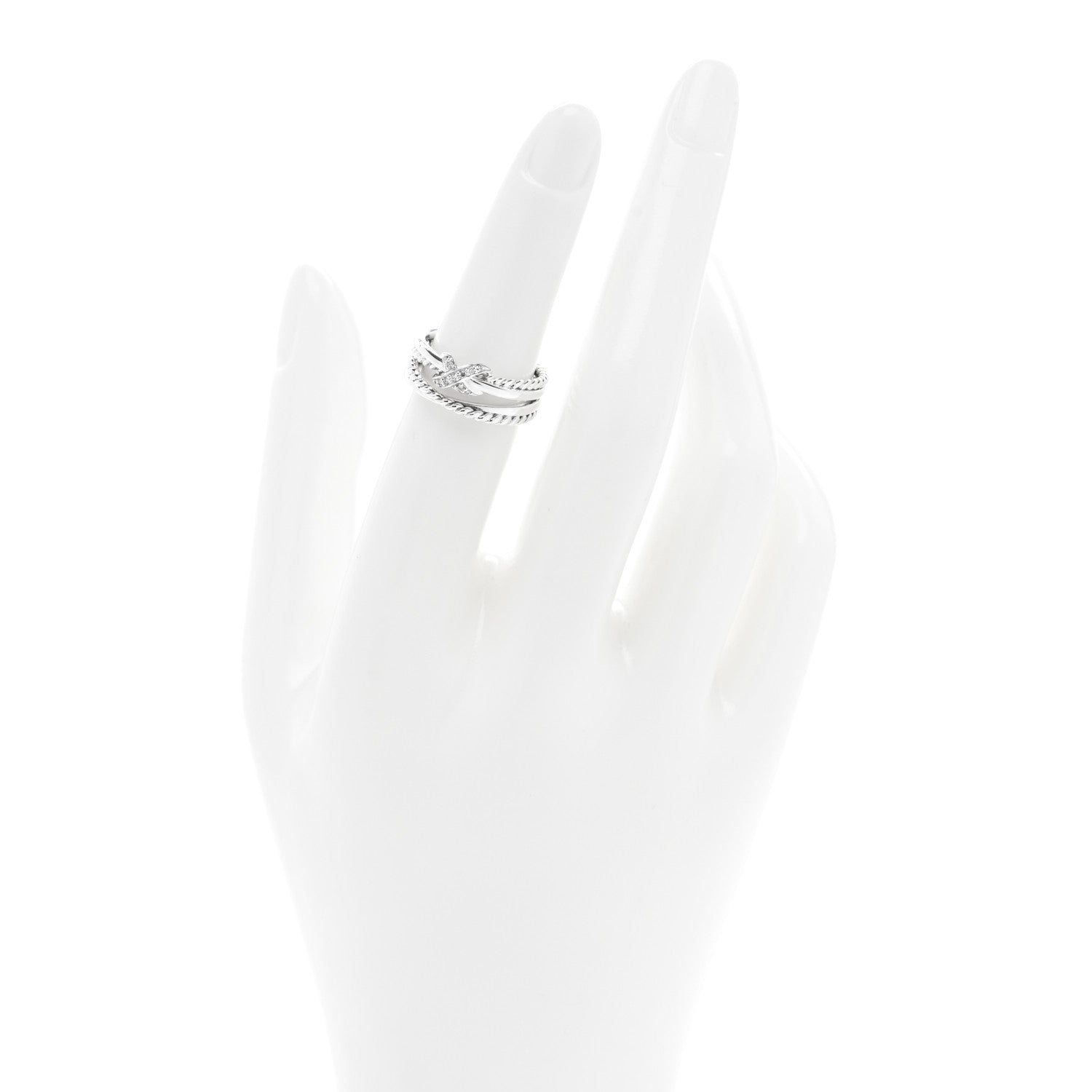 David Yurman Sterling Silver Diamond X Crossover Ring 50 5.5 2 of 4