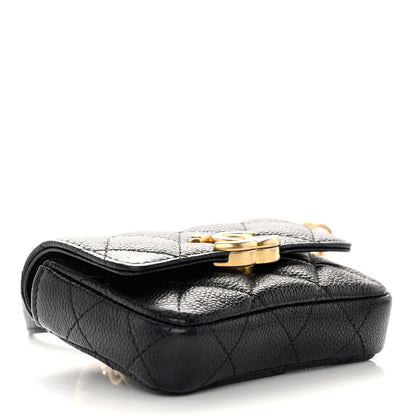 Chanel Shiny Caviar Quilted Chain Melody Belt Bag Black 4 of 11