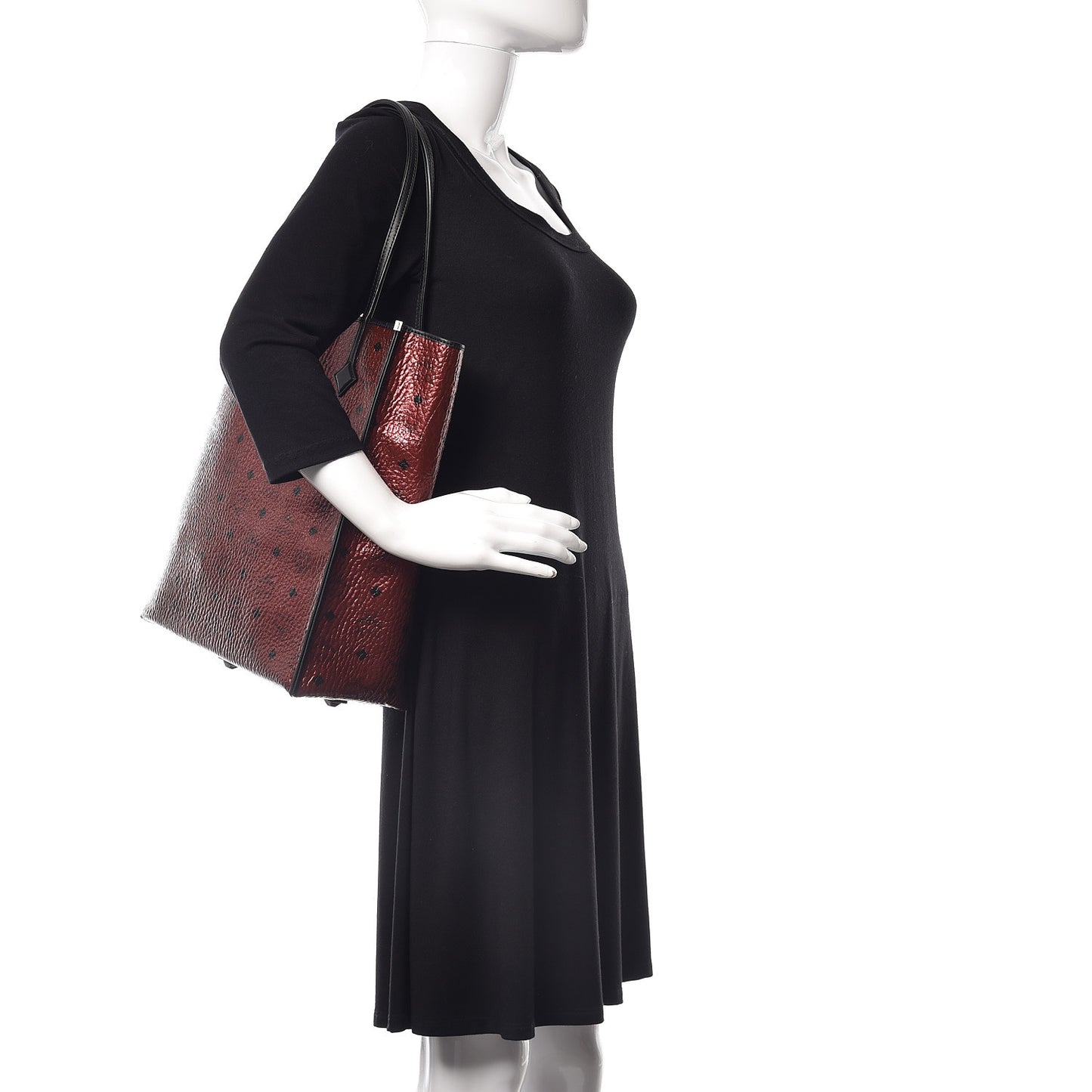 Metallic Visetos Medium Kira North South Shopper Tote Scooter Red