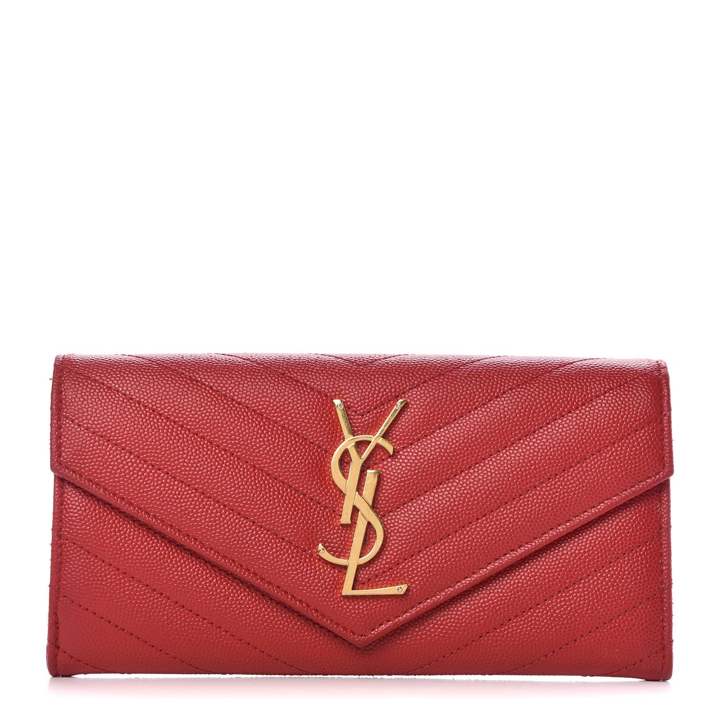Grain De Poudre Matelasse Chevron Monogram Flap Wallet Red