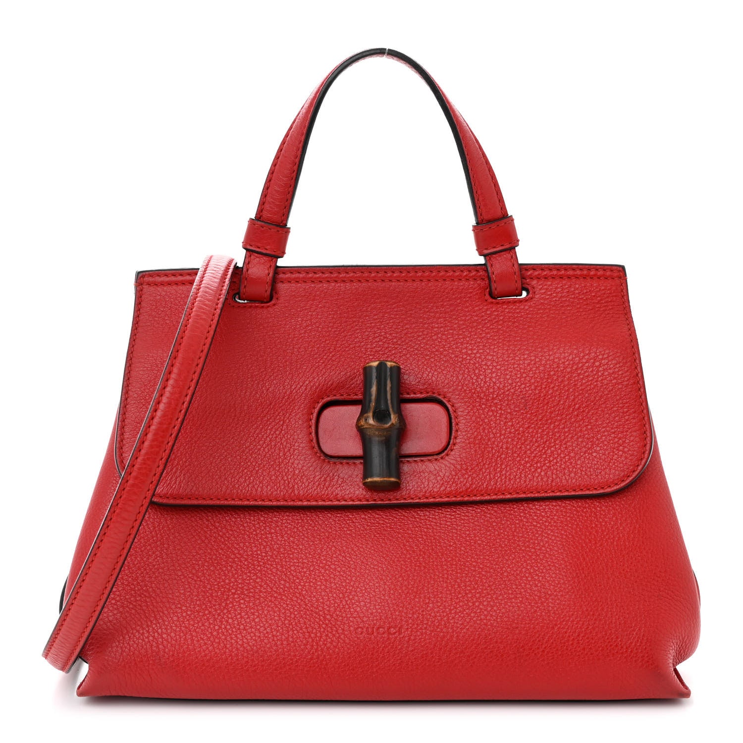 Gucci Cellarius Calfskin Small Bamboo Daily Top Handle Bag Hibiscus Red 1 of 9