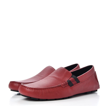 Gucci Calfskin Web Mens Driver Loafers 7 Red 3 of 11