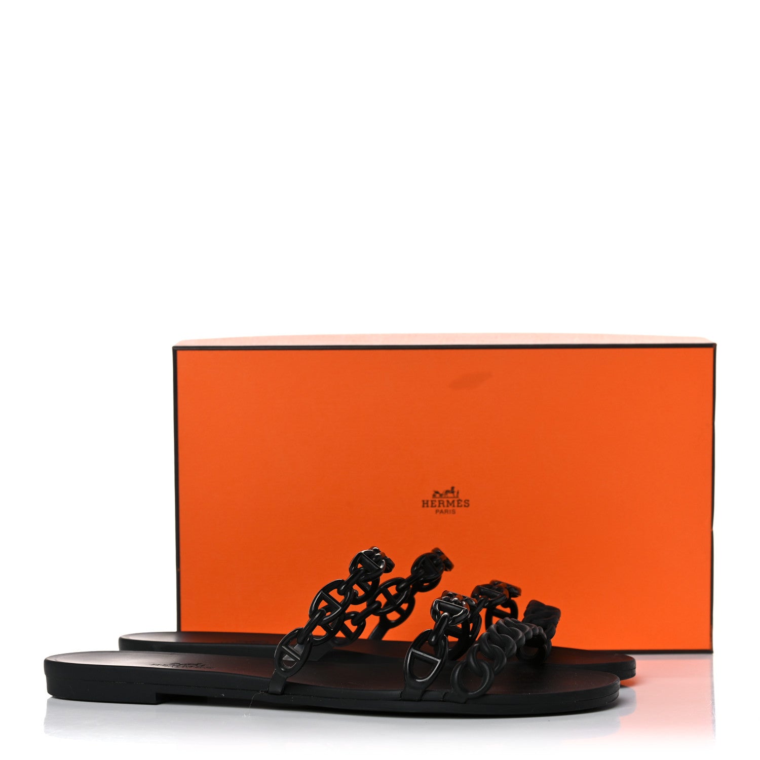 Hermes Rubber Chaine d'Ancre Rivage Sandals 39 Black 10 of 10