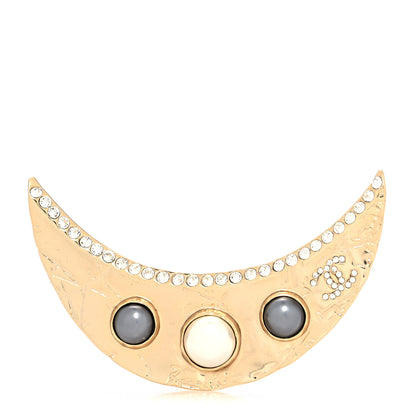 Chanel Crystal Pearl Papyrus CC Moon Brooch Gold 1 of 4