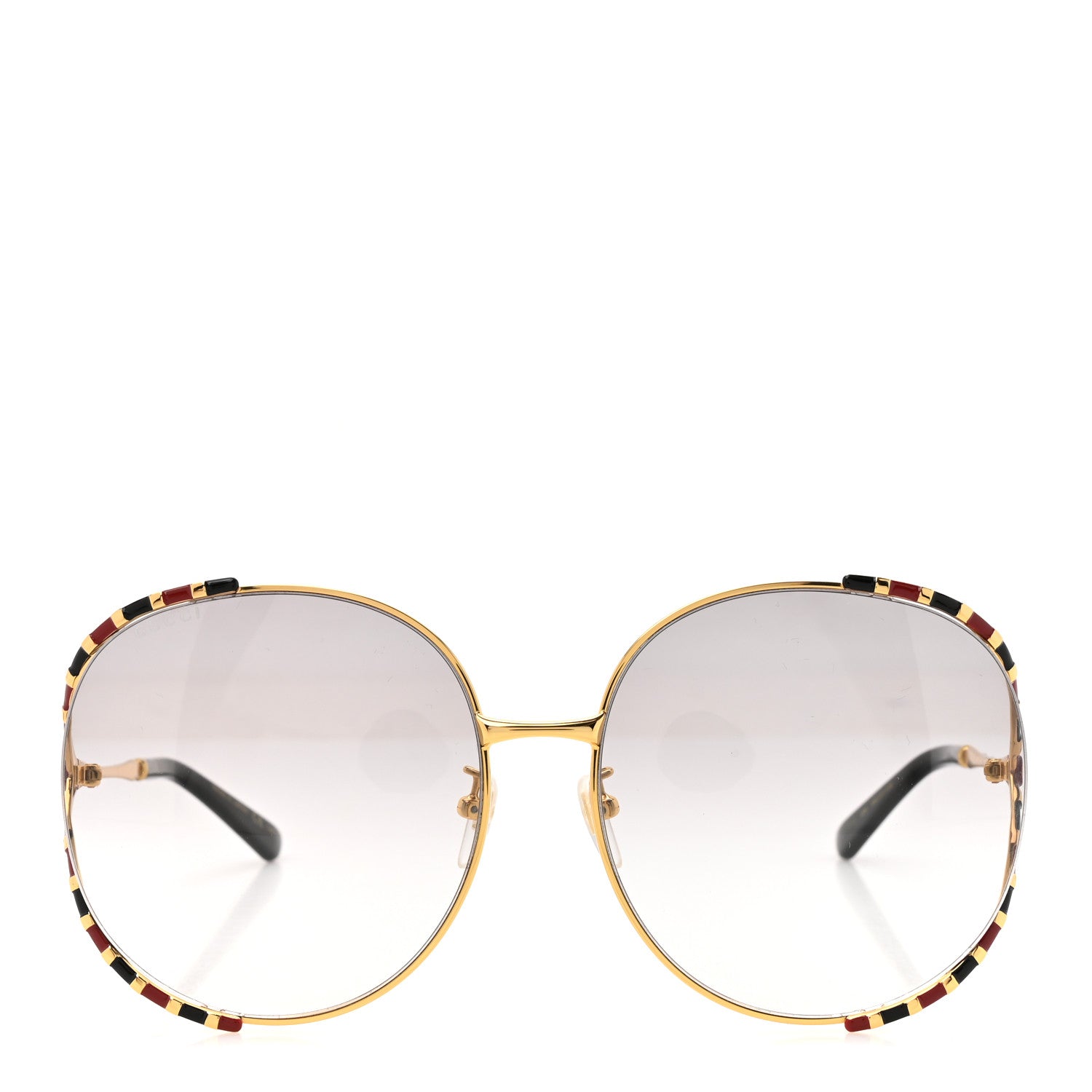 Gucci Metal Round Frame GG0595S Sunglasses Gold Black Red 2 of 8