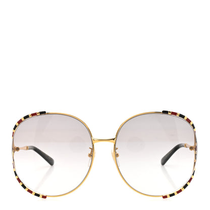 Gucci Metal Round Frame GG0595S Sunglasses Gold Black Red 2 of 8
