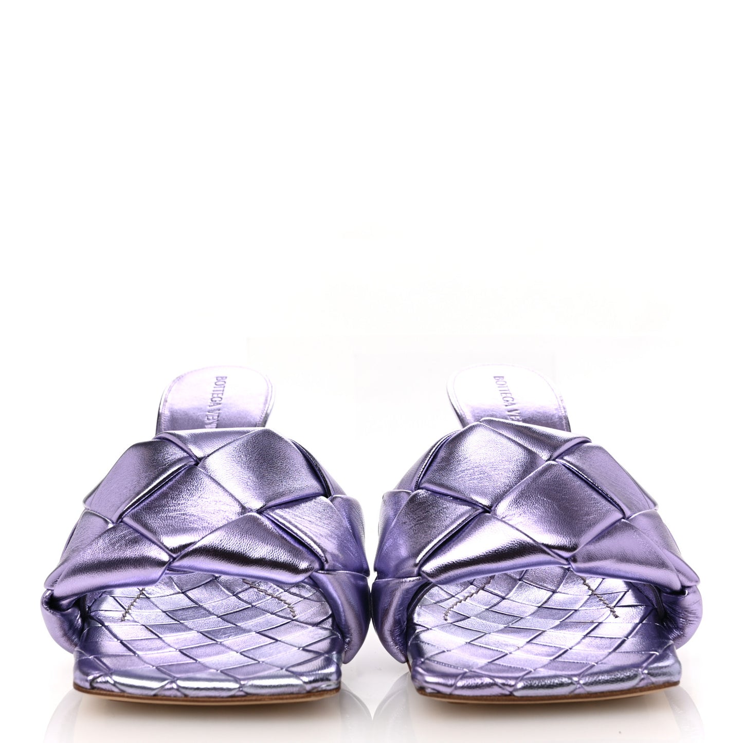 Metallic Nappa Maxi Reflection Weave Lido 90mm Mule Sandals 36.5 Wisteria
