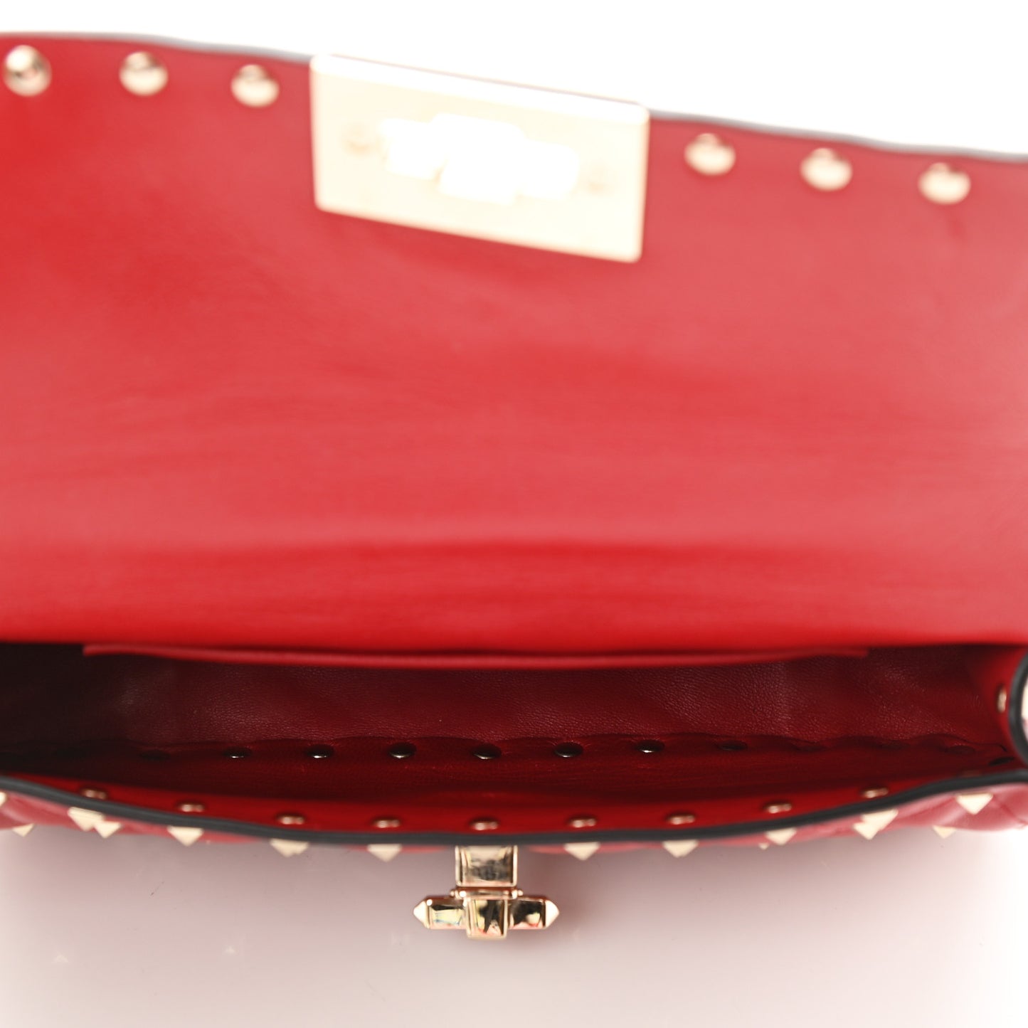 Nappa Small Rockstud Spike Shoulder Bag Rosso Valentino