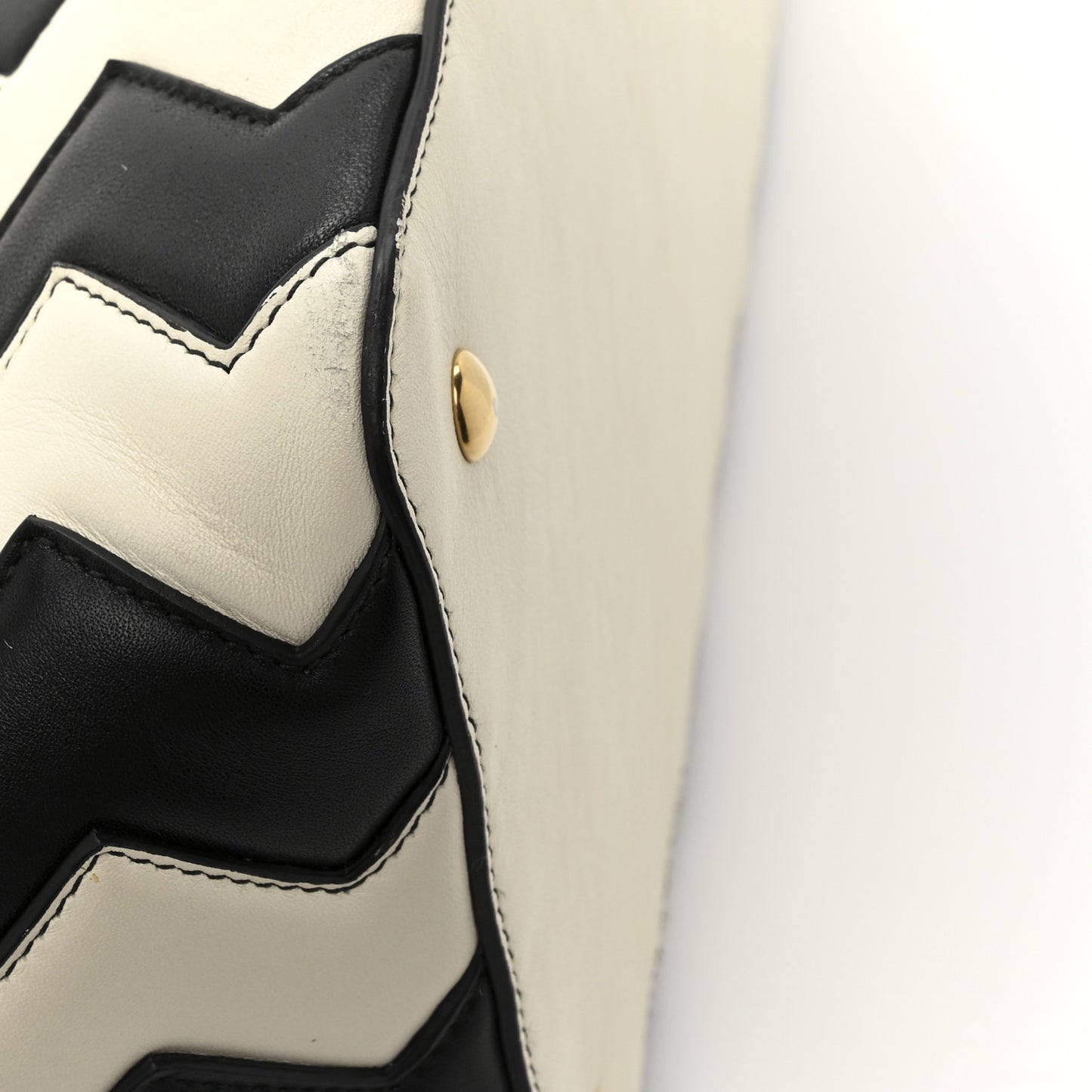 Calfskin ZigZag Tote Black White
