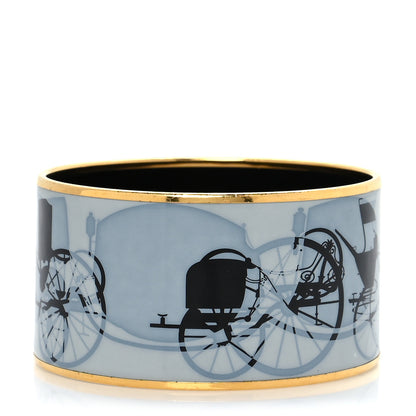 Hermes Enamel Printed Carriage Extra Wide Bracelet 62 1 of 5