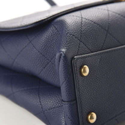 Chanel Grained Calfskin Stitched Flap Navy Blue 10 of 12