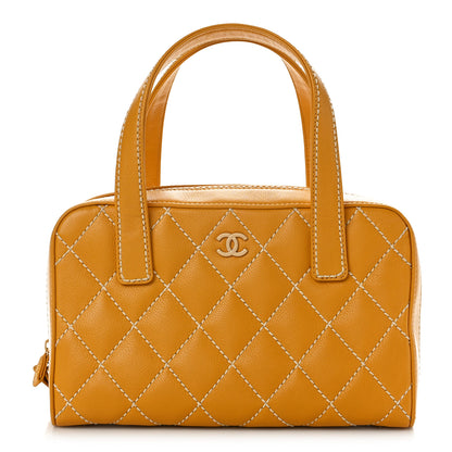 Chanel Calfskin Contrast Stitch Surpique Bowler Yellow 1 of 13