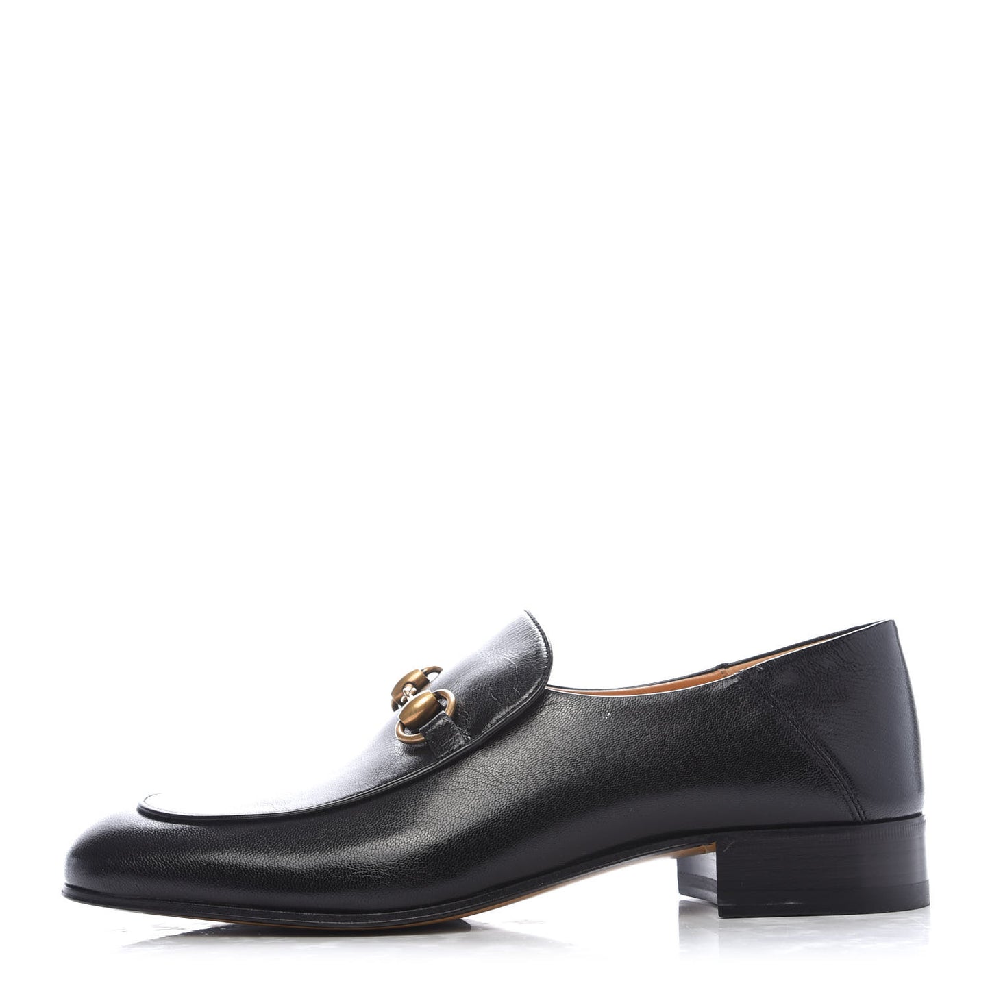 Goatskin Womens Horsebit Mid-Heel Loafers 40 Black