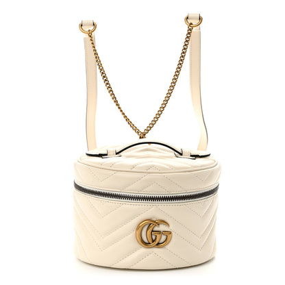 Gucci Calfskin Matelasse Mini GG Marmont Round Backpack White 1 of 9