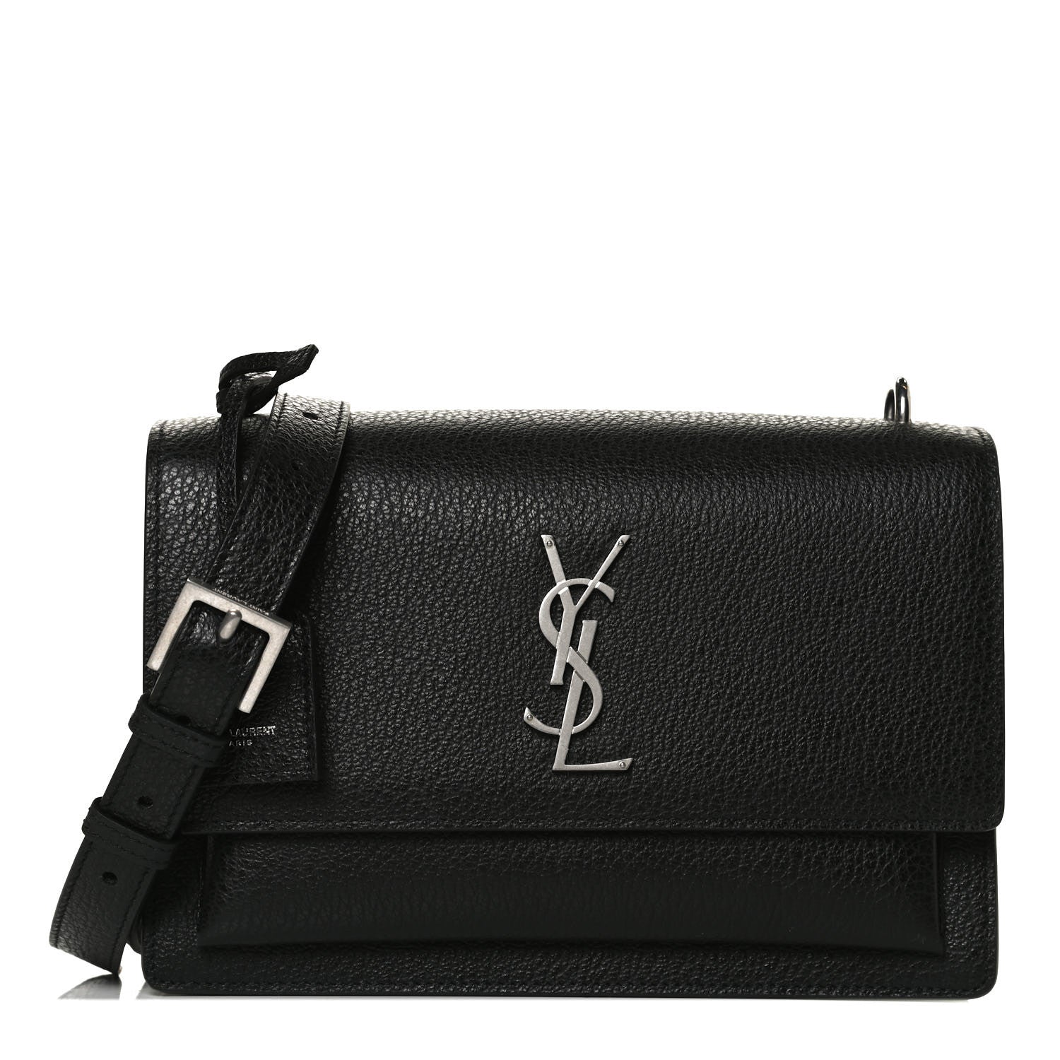Saint Laurent Grained Calfskin Medium Monogram Sunset Satchel Black 1 of 15
