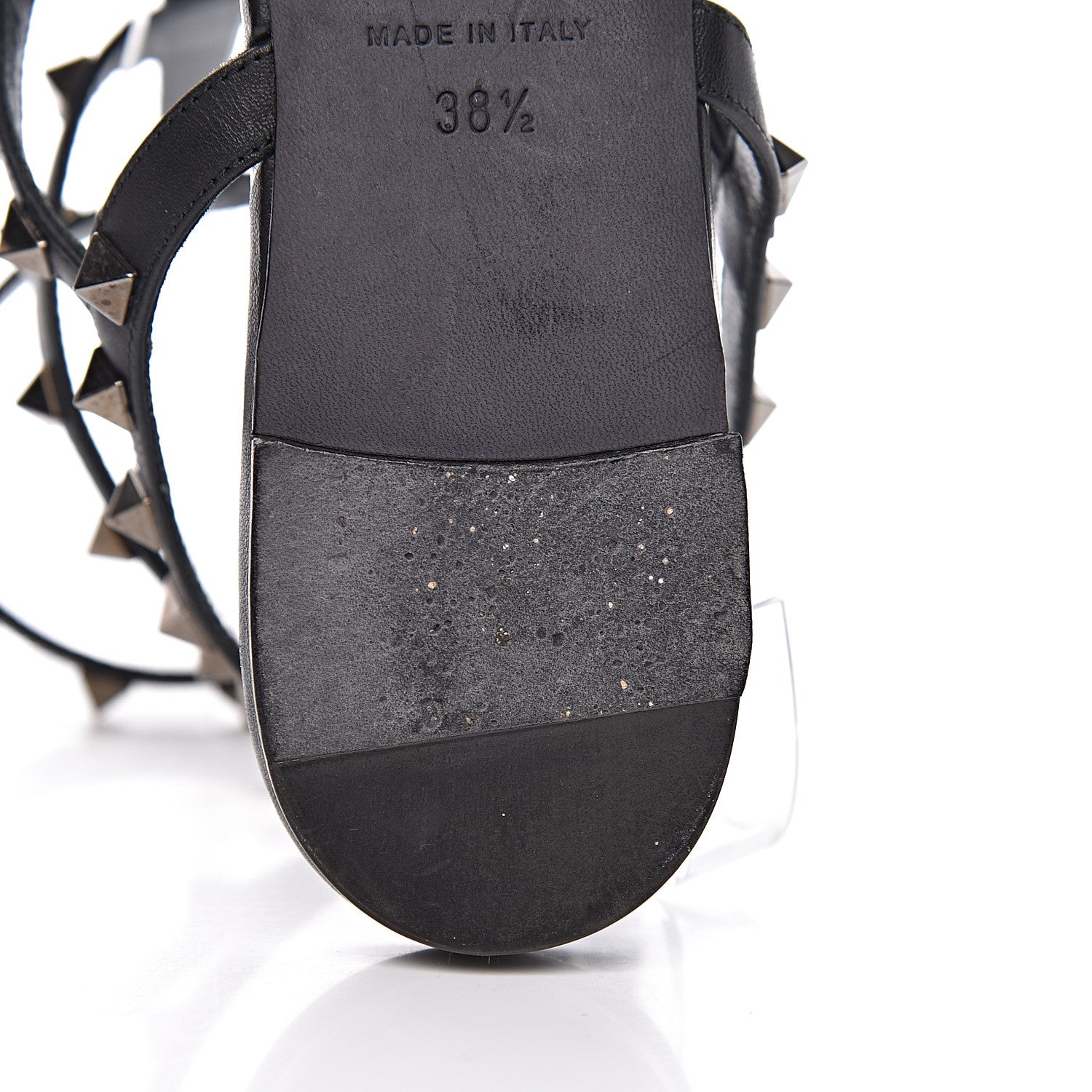 Valentino Garavani Nappa Rockstud Ankle Strap Flat Thong Sandals 38.5 Black 12 of 12