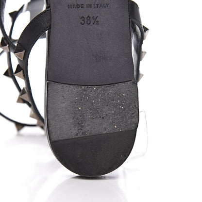Valentino Garavani Nappa Rockstud Ankle Strap Flat Thong Sandals 38.5 Black 12 of 12