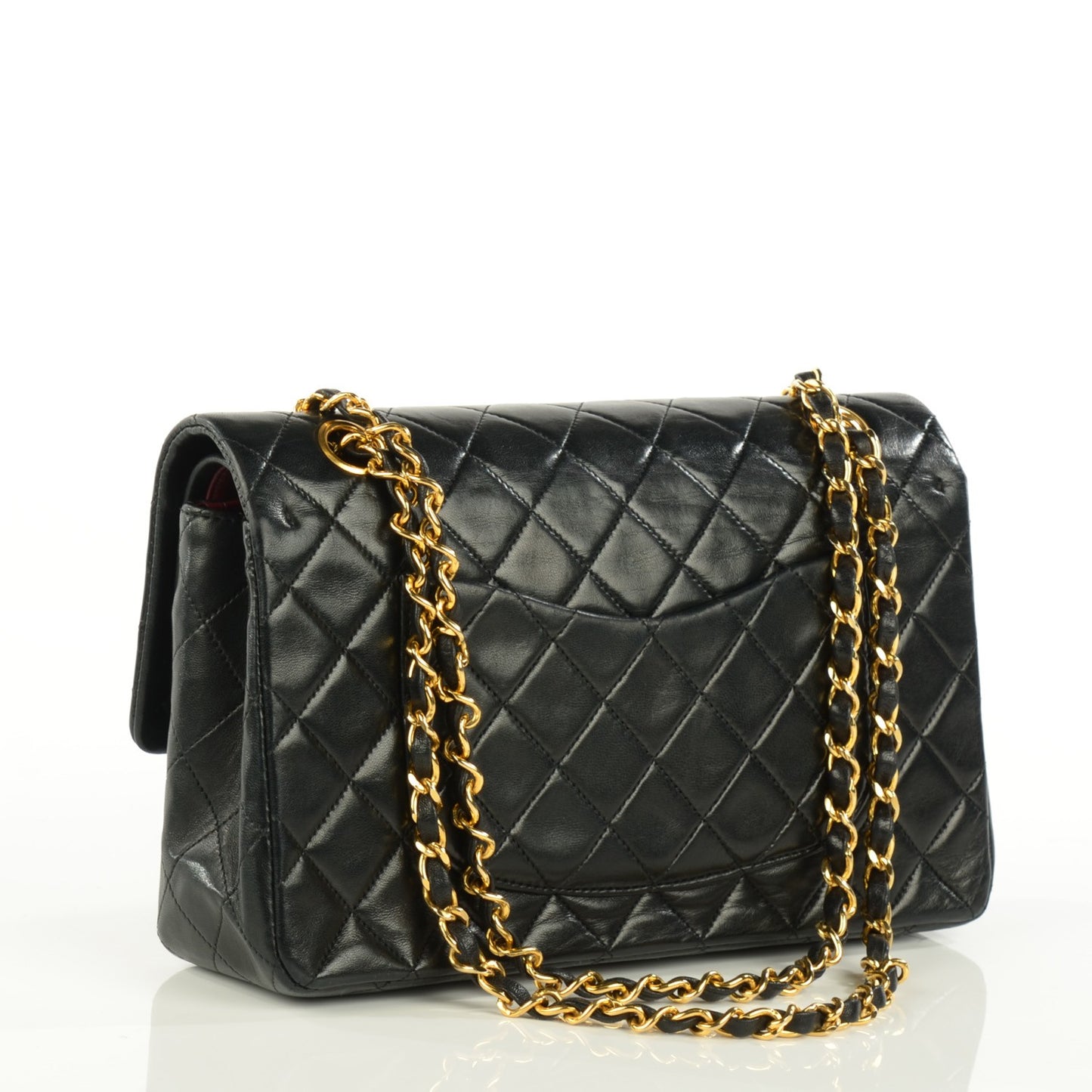 Lambskin Quilted Medium Double Flap Black