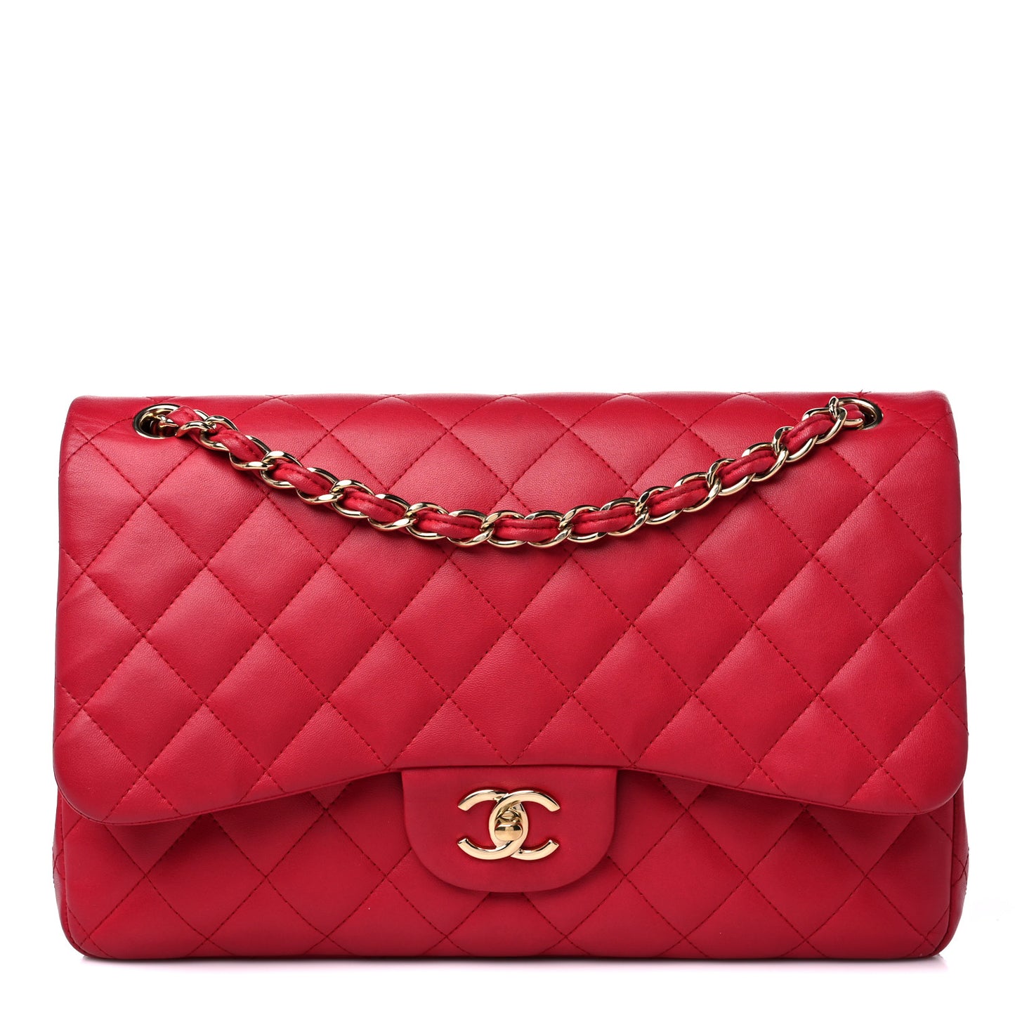 Lambskin Quilted Jumbo Double Flap Dark Pink