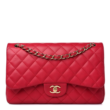 Chanel Lambskin Quilted Jumbo Double Flap Dark Pink 1 of 15