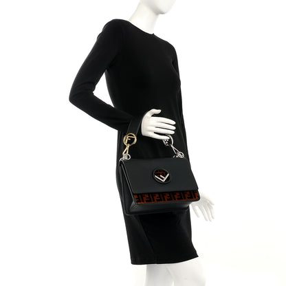Fendi Vitello Century Velvet F is Fendi FF Kan I Shoulder Bag Black Tobacco 3 of 11