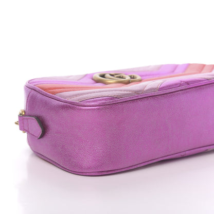 Gucci Laminated Nappa Matelasse Small GG Marmont Chain Shoulder Bag Fuxia Rosso Rosa 9 of 11