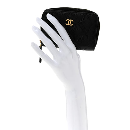 Chanel Caviar Quilted Zip Coin Purse Black 2 of 9