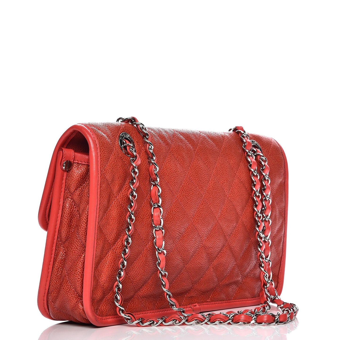 Caviar Quilted Medium French Riviera Flap Red