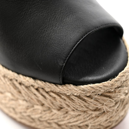 Christian Louboutin Calfskin Ariella Zeppa 130 Espadrille Sandals 37 Black Naturel 9 of 10