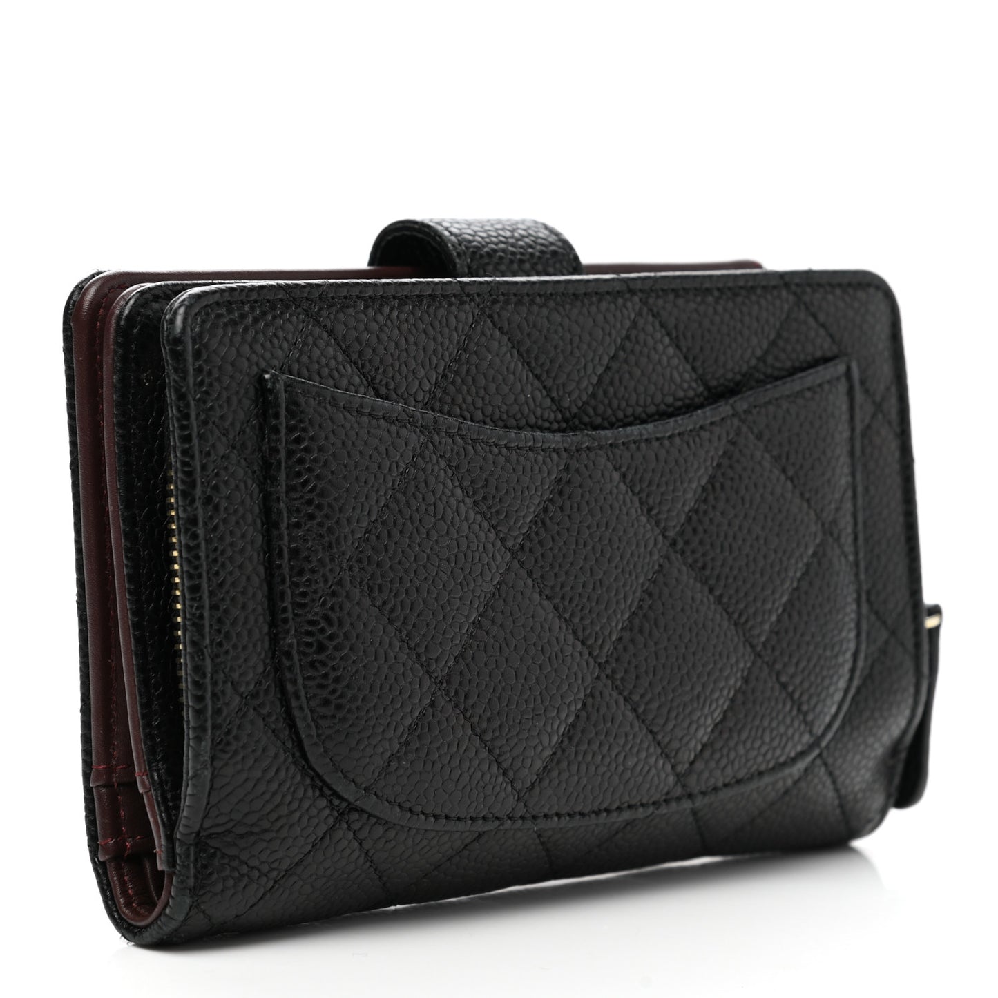 Caviar Quilted Zipped Pocket Wallet Black
