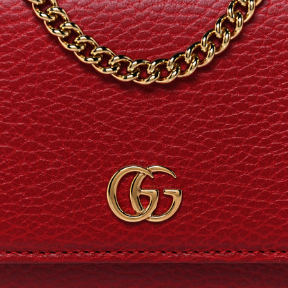 Gucci Dollar Calfskin Petite GG Marmont Wallet Chain Bag Hibiscus Red 7 of 13