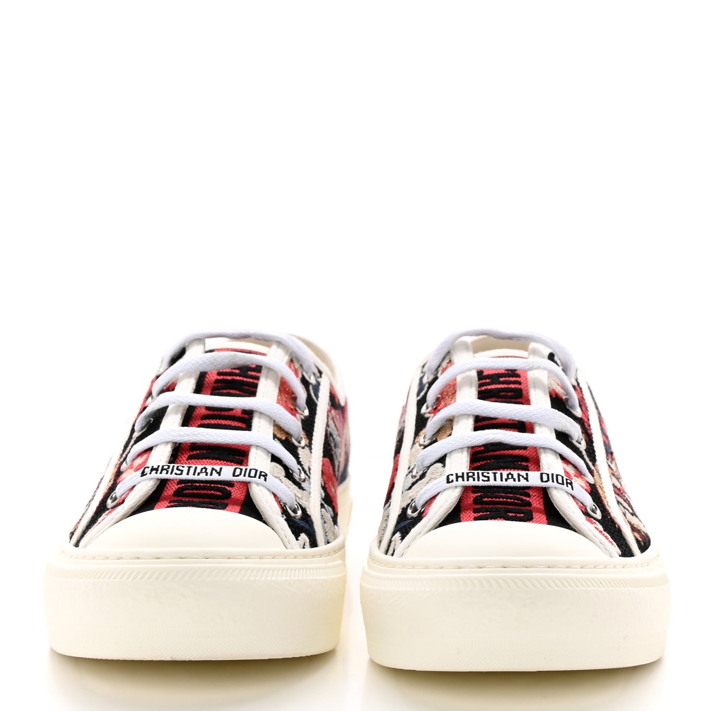 Cotton Floral Pop Embroidered Walk'N'Dior Low Top Sneakers 39 Red Multicolor