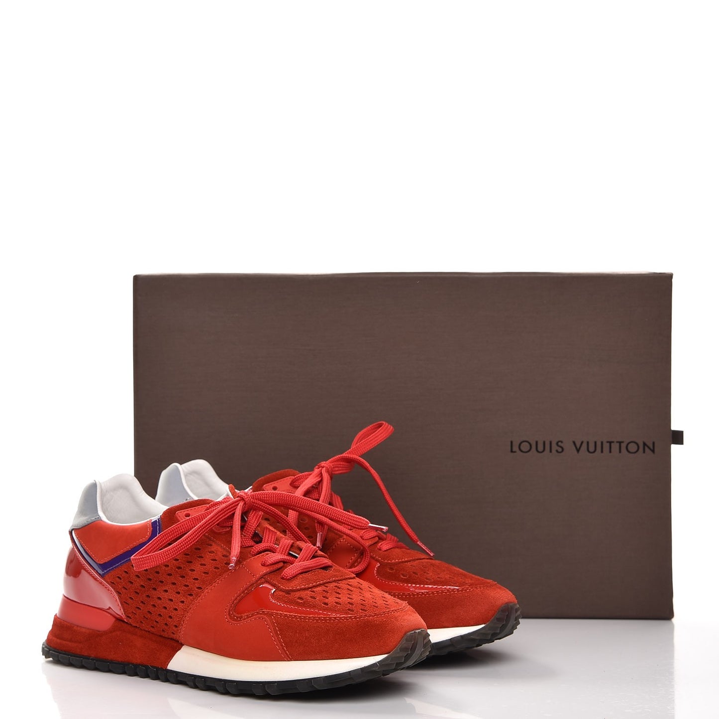 Nubuck Calfskin Perforated Run Away Sneakers 35.5 Rouge