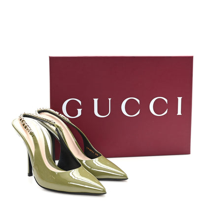 Gucci Vernice Crystal Nappa Charlotte Signoria 105 Slingback Pumps 36 Herbs Light Green 10 of 10