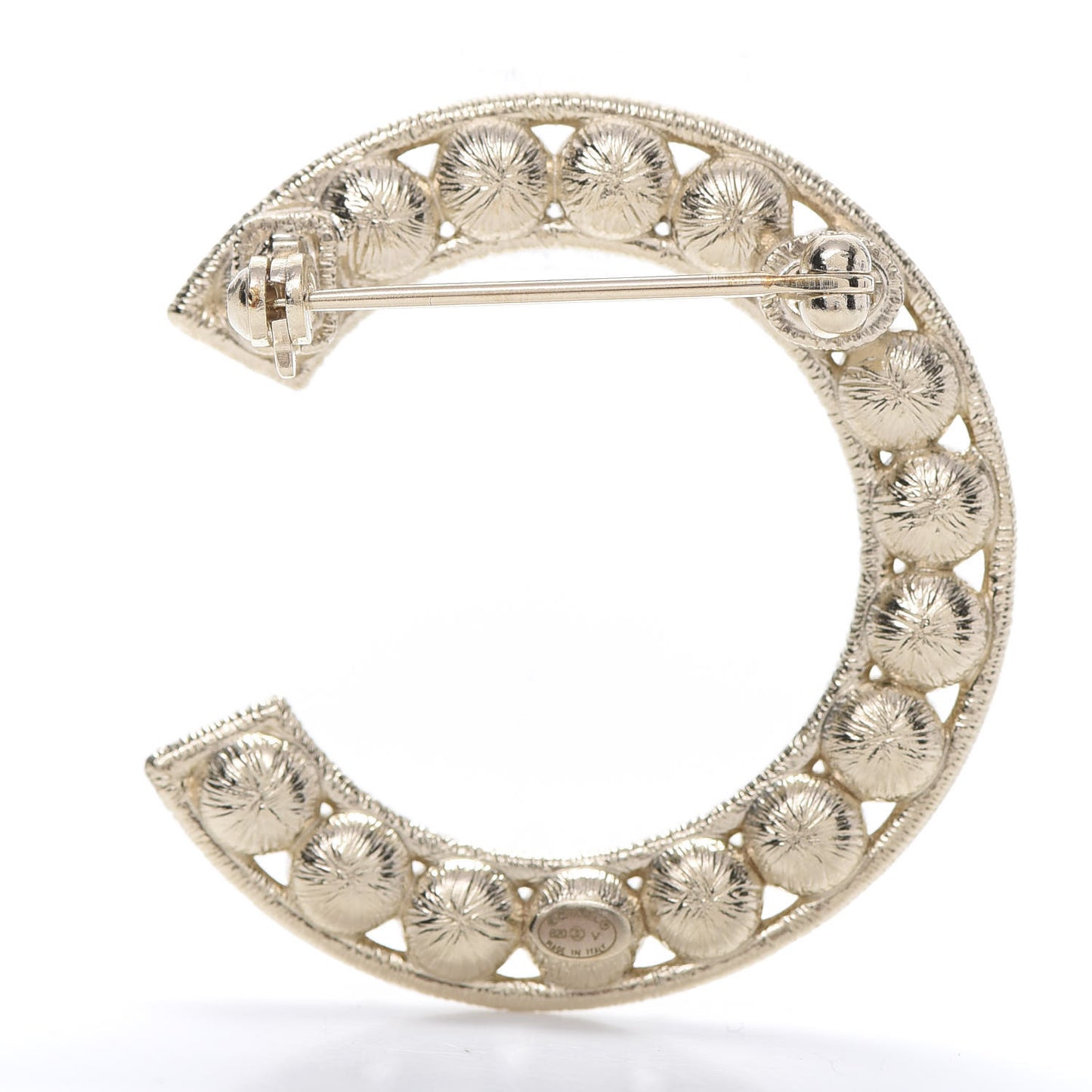 Crystal Cha-Nel Logo Brooch Set Gold