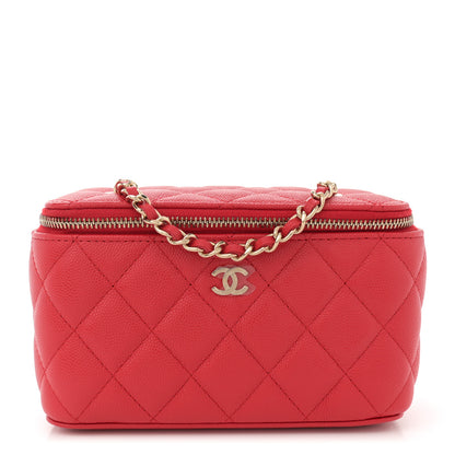 Chanel Caviar Quilted Small Vanity Case With Chain Red 1 of 11