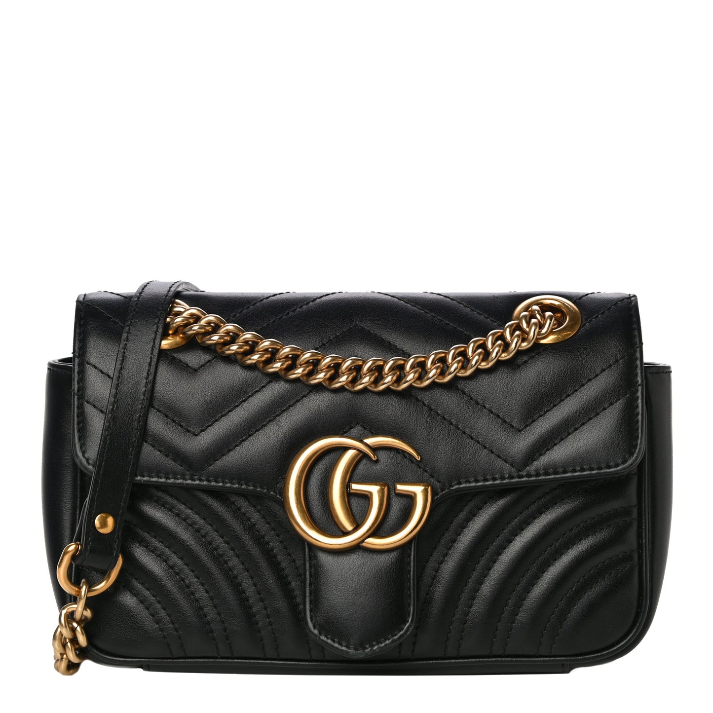 Calfskin Matelasse Mini GG Marmont Shoulder Bag Black