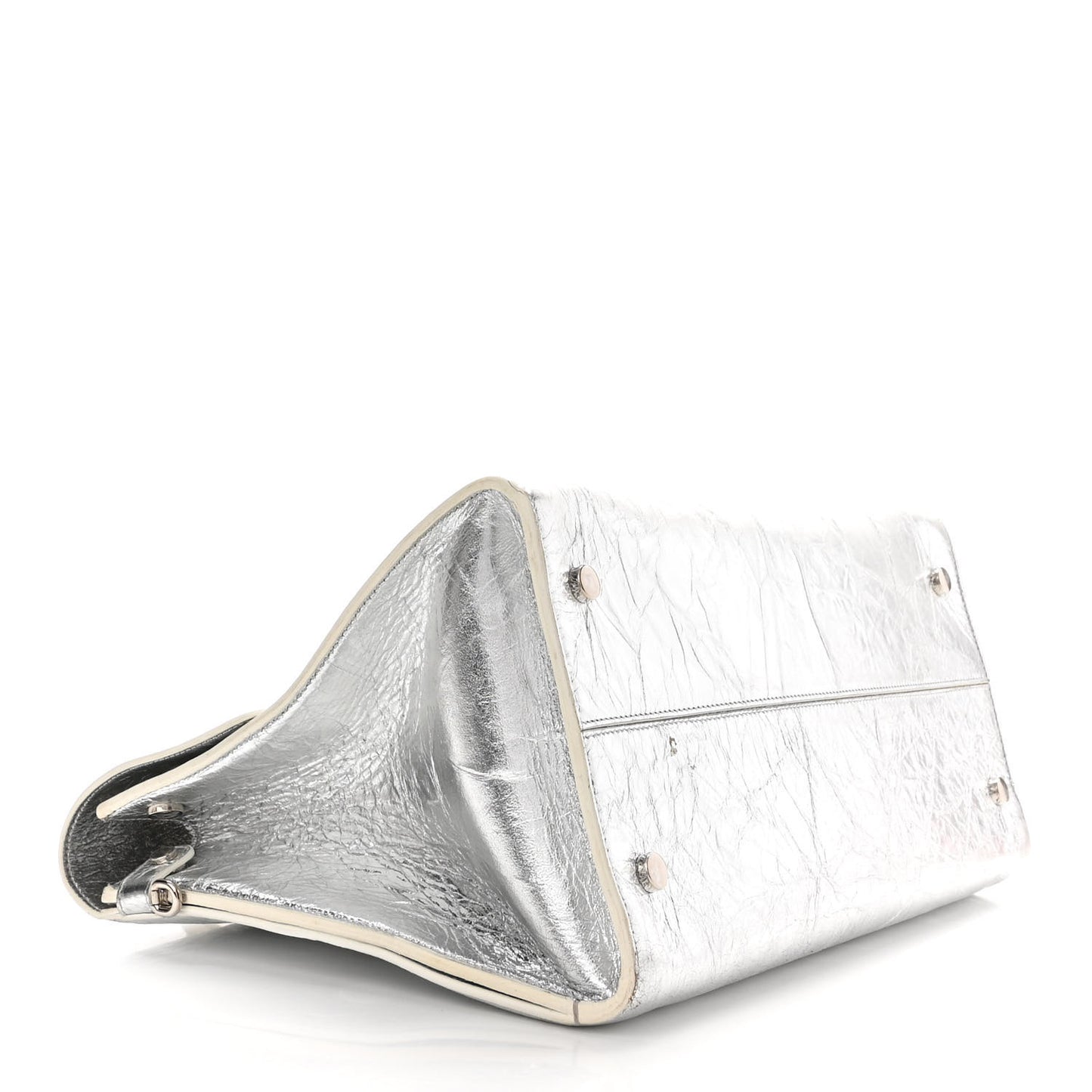 Metallic Calfskin Large Diorever Flap Silver