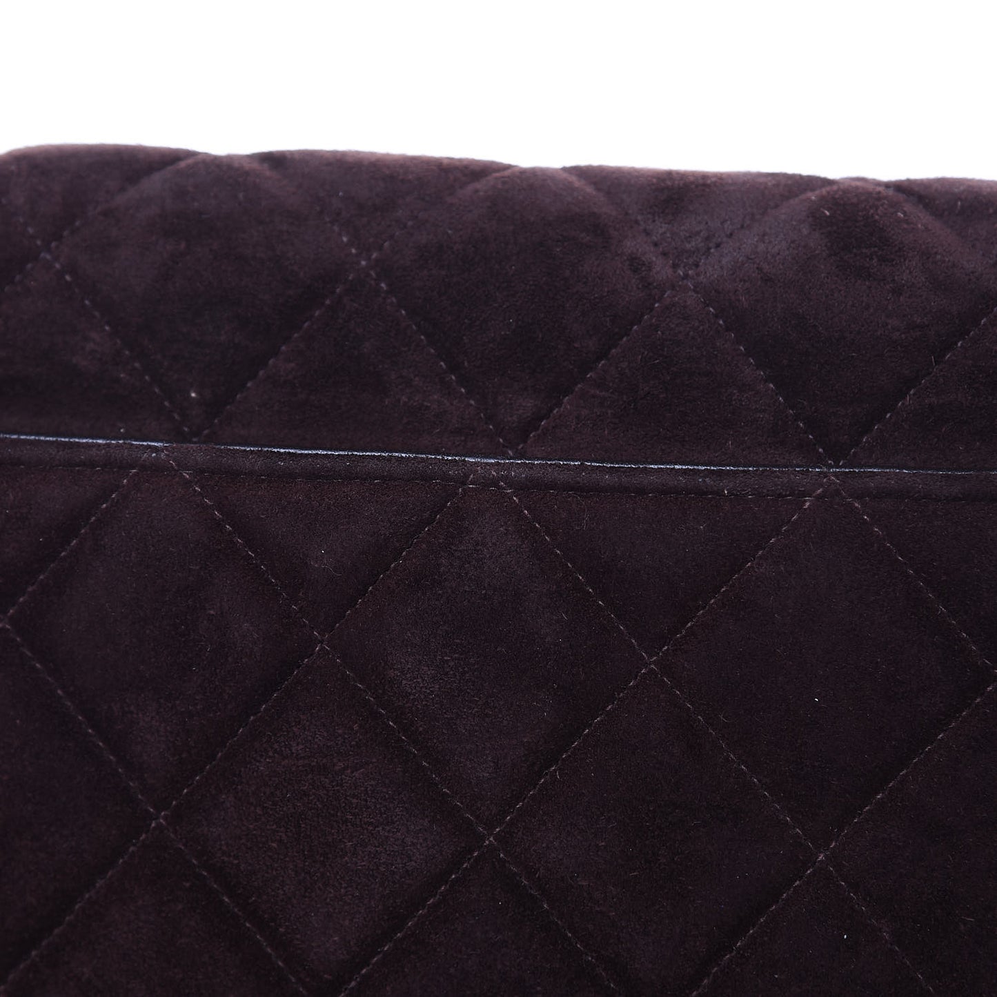 Suede Quilted Medium Single Flap Brown