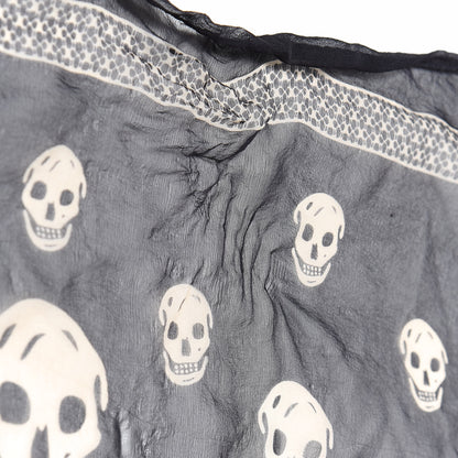 Alexander McQueen Silk Chiffon Skull Scarf Black Ivory 3 of 4