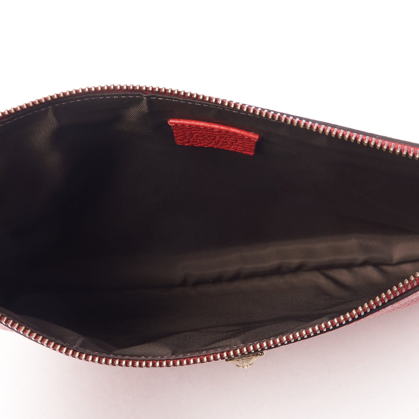 Pebbled Calfskin Animalier Tiger Zip Pouch Red