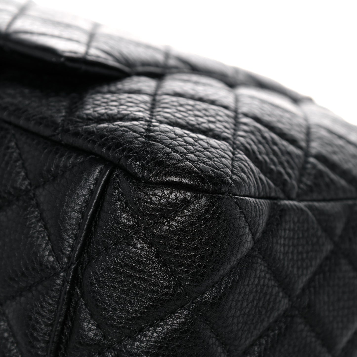 Grained Calfskin Quilted Small XXL Travel Flap Bag Black