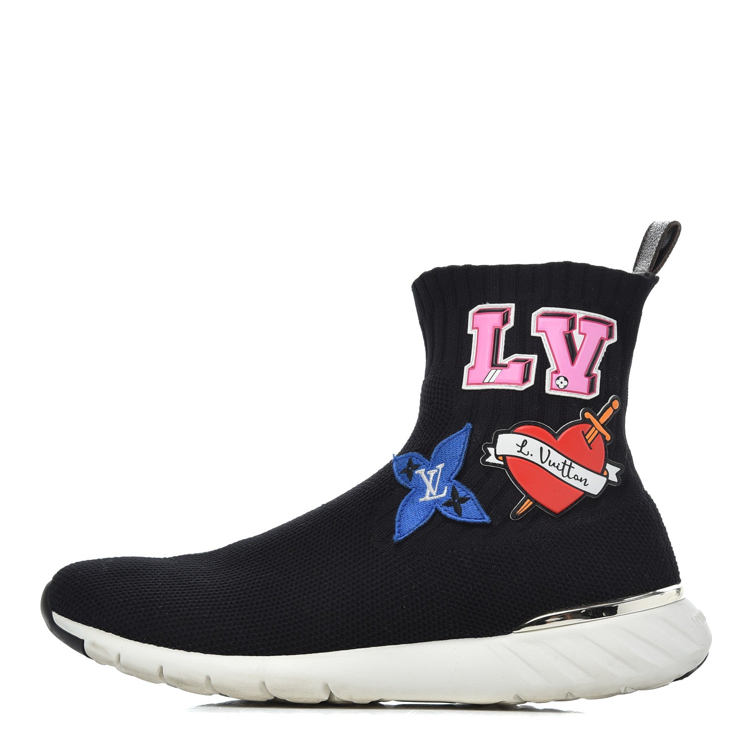 Louis Vuitton Stretch Fabric LV Black Heart Sock Sneaker 39 Black 1 of 18