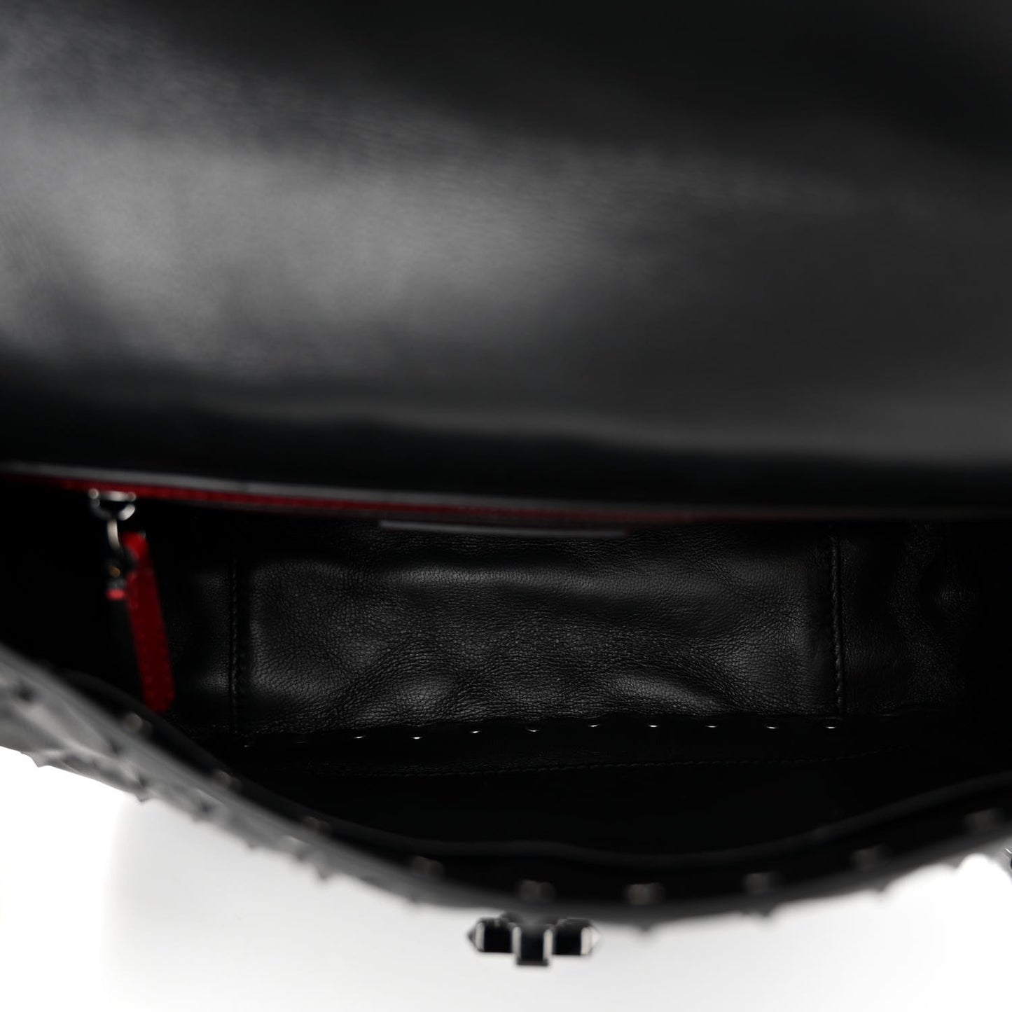 Lambskin Medium Rockstud Spike Shoulder Bag Black