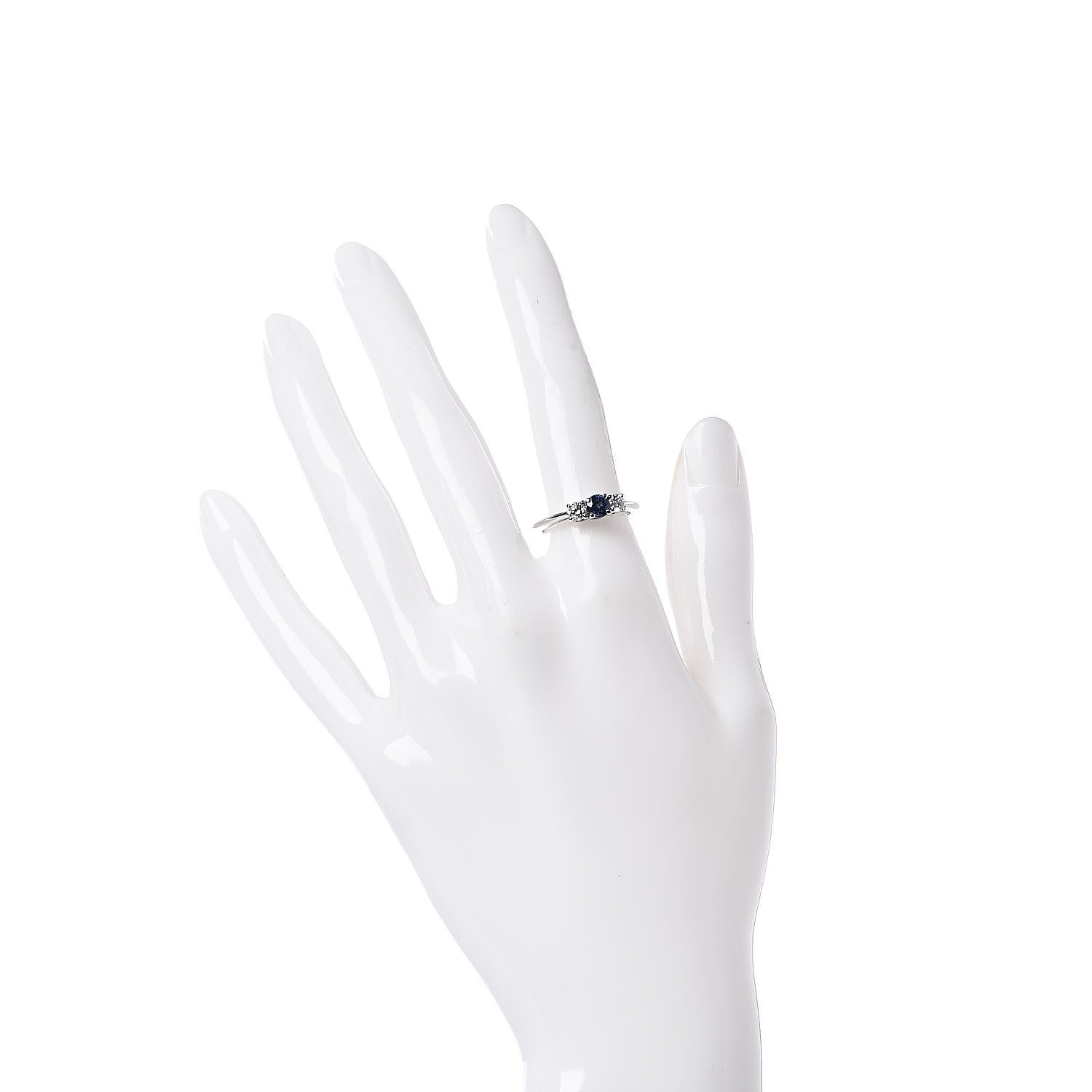 Tiffany Platinum Diamond Blue Sapphire Ring 51 5.75 2 of 4