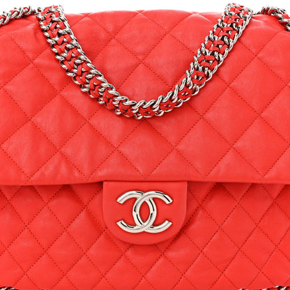 Chanel Washed Lambskin Quilted Maxi Chain Around Flap Red 8 of 10